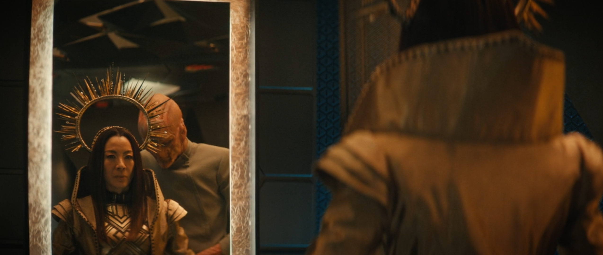 The meme is a screenshot from the Star Trek: Strange New Worlds episode "The 100 Years of Storms" featuring a character (Sarek) from the Star Trek franchise. In the image, Sarek is shown with a look of shock and horror, with a caption that reads "When you realize you've been living with the wrong spouse for 50 years".